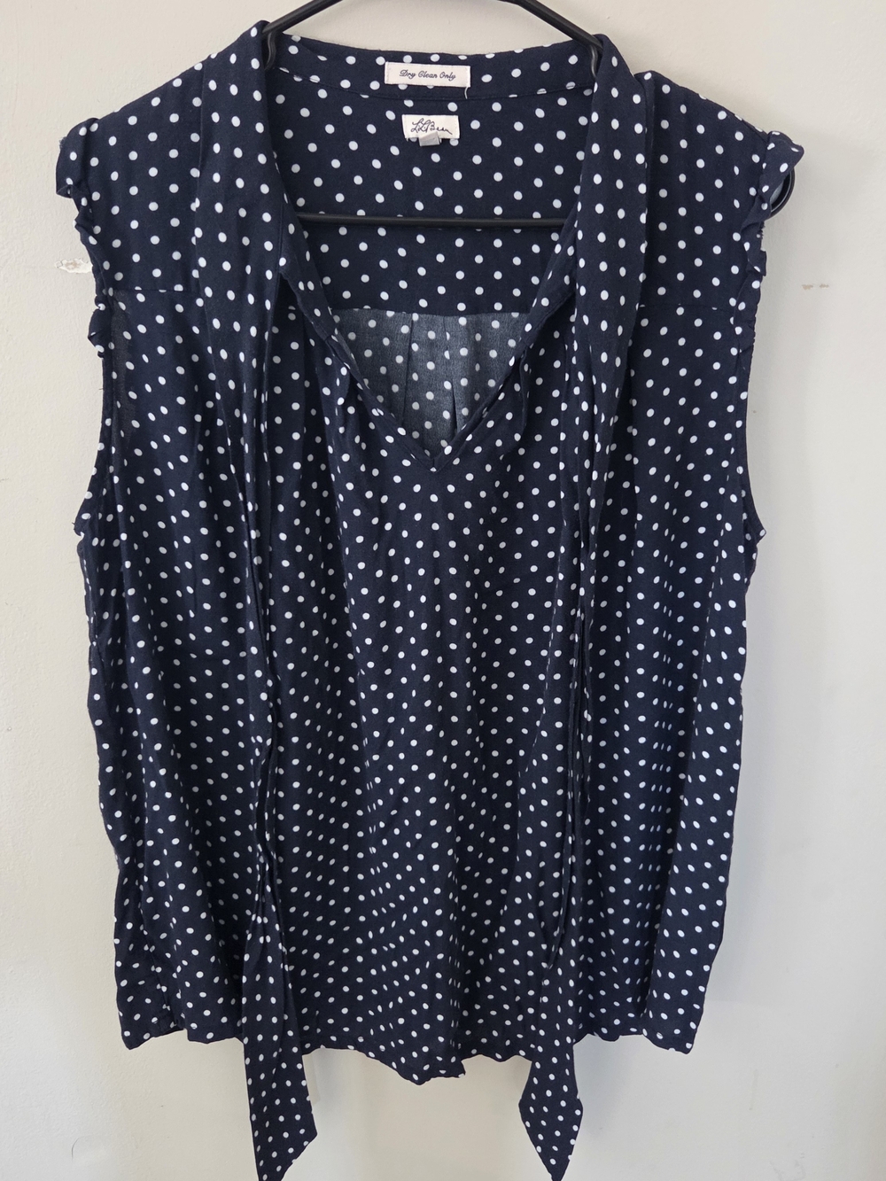 Cozy Glam Draped V-Neck Polka Dot Tank - Navy/White